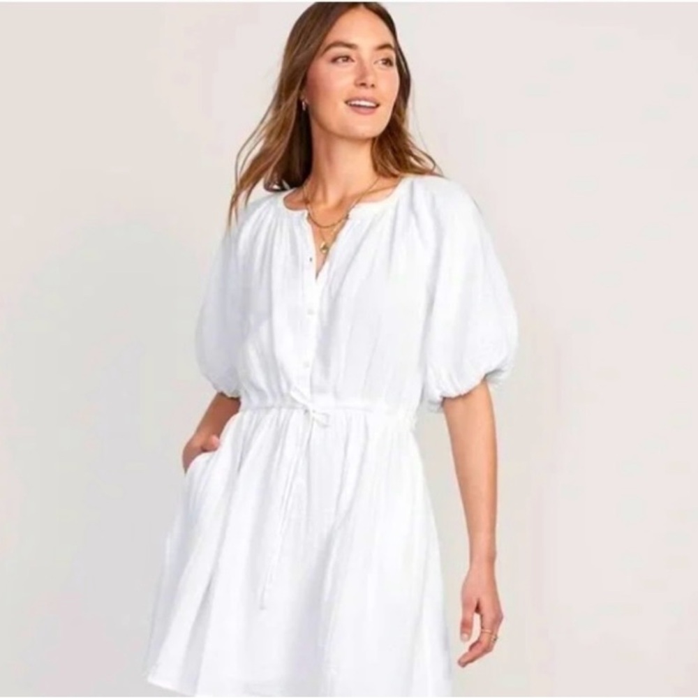 Old Navy White Puff Sleeve Sundress